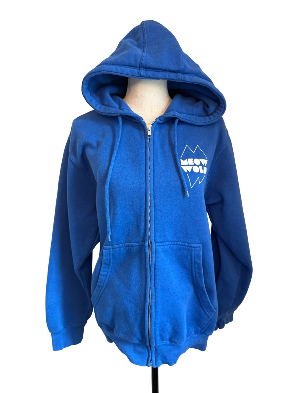 Lane Seven Meow Wolf Blue Zip Up Hoodie Graphic Fleece Sweatshirt Size S